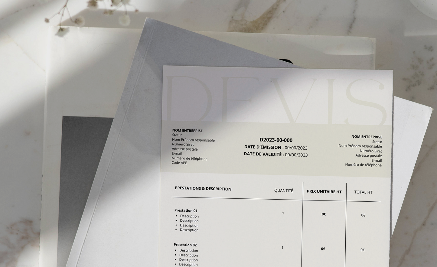 Template Canva | Devis & Facture : pour apporter professionnalisme et élégance à vos documents