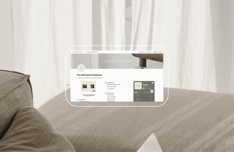 Template Notion | The Minimalist Dashboard : le tableau de bord pour entrepreneurs