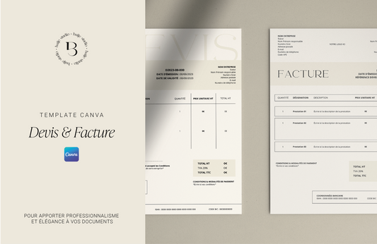 Template Canva | Devis & Facture : pour apporter professionnalisme et élégance à vos documents